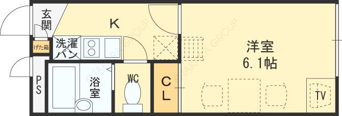 レオパレスセントラルアベニュー(1K/2階)の間取り写真