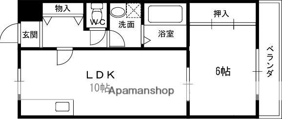 第1塚口マンション(1LDK/3階)の間取り写真