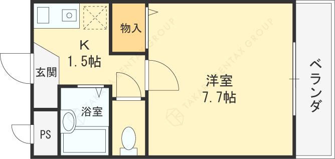 ニシシンヴィレッジ(1K/1階)の間取り写真