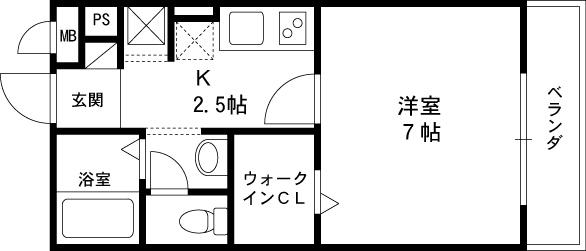セジュールオッツ八戸ノ里(1K/2階)の間取り写真