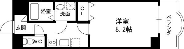 ルミエール八尾Ⅱ(1K/8階)の間取り写真