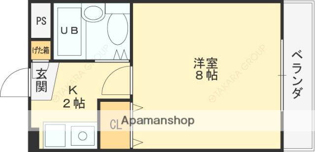 スカイリバー上小阪(1K/2階)の間取り写真