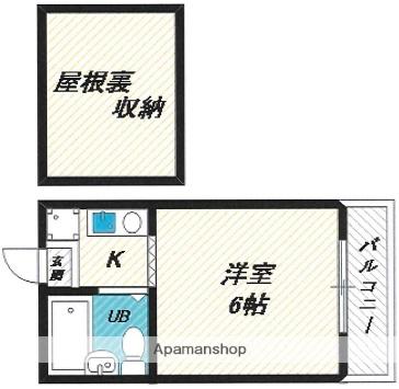 荒川ハイツ(ワンルーム/3階)の間取り写真