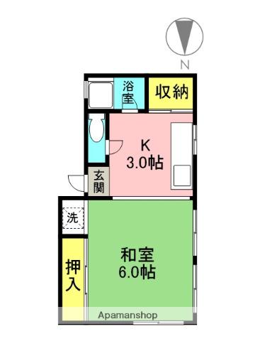 奥田コーポ(1K/2階)の間取り写真