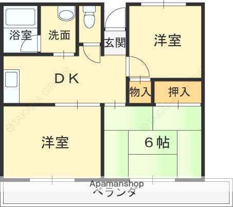 フリーディオ石切(3DK/2階)の間取り写真