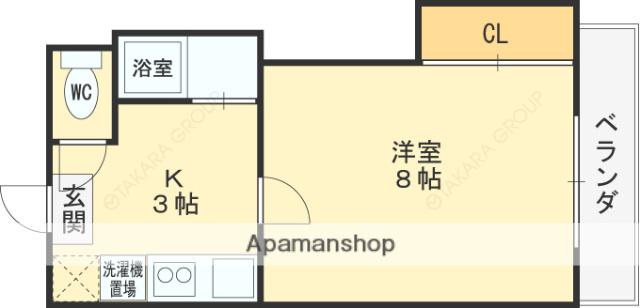 エクセル近大前(1K/4階)の間取り写真