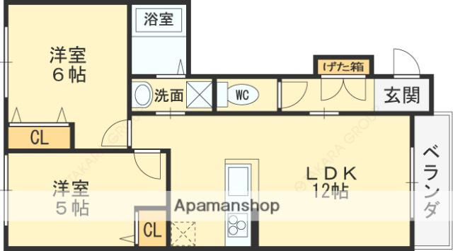 シャルマン・ファミーユ(2LDK/1階)の間取り写真