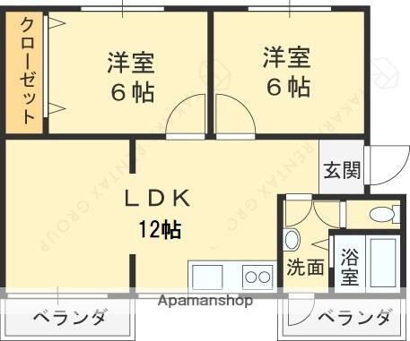 ブルーハイツ(2LDK/2階)の間取り写真