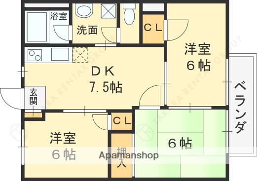 ヴェルディーハイツ(3DK/1階)の間取り写真