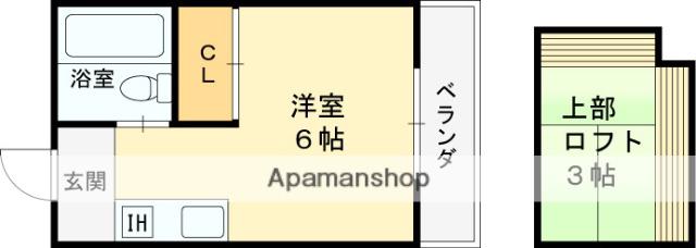 ハスキー若江岩田(1K/1階)の間取り写真