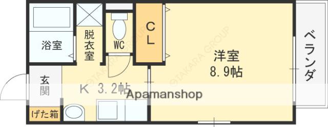 ベルドミール長瀬(1K/2階)の間取り写真