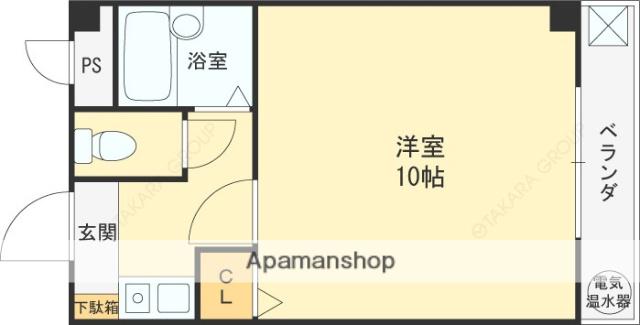 SEAウエストコート(1K/1階)の間取り写真