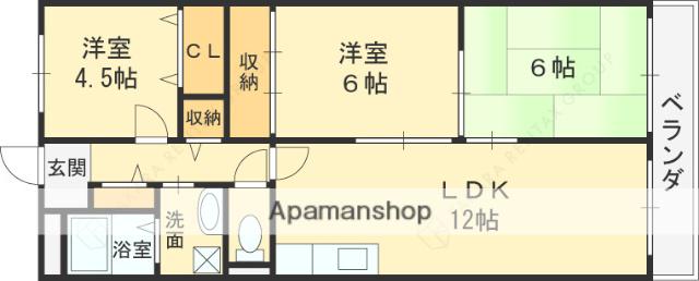 東石切ベルメゾン(3LDK/1階)の間取り写真