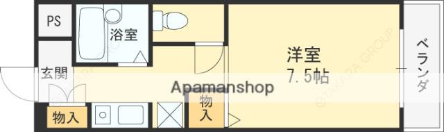 グレース2(1K/4階)の間取り写真