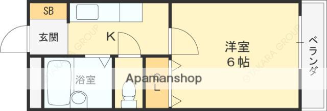 ローズハイツ花園(1K/3階)の間取り写真