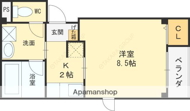 メゾンサンプレイス(1K/2階)の間取り写真