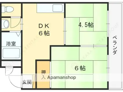 エメラルド立花パート2(2DK/2階)の間取り写真