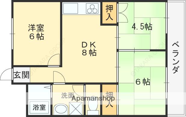北本町パールハイツ(3DK/4階)の間取り写真
