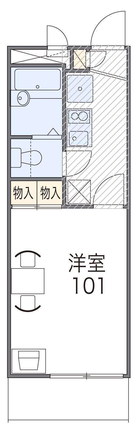 レオパレスメルベーユ(1K/3階)の間取り写真