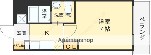 Mプラザ小阪駅前(1K/3階)の間取り写真