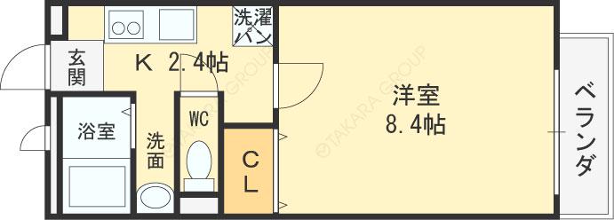 アリエッタ西堤(1K/2階)の間取り写真