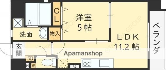 BO BEDRE FUSE(1LDK/6階)の間取り写真