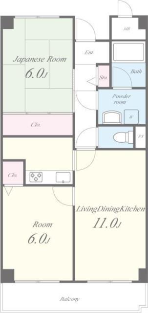 メゾン パルフェート(2LDK/5階)の間取り写真
