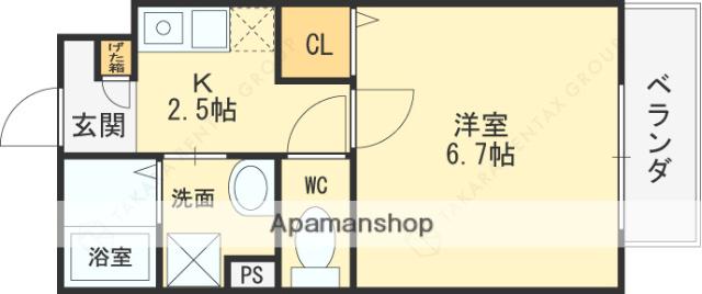 ウィステリアコート(1K/2階)の間取り写真