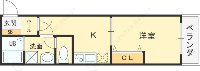 ノイヴェル小若江(1K/2階)の間取り写真