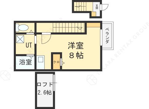 あんしんプラス衣摺08-7002(ワンルーム/2階)の間取り写真