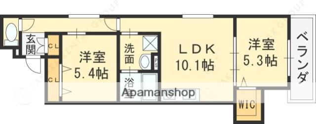 クリエオーレ寿町Ⅱ(2LDK/3階)の間取り写真