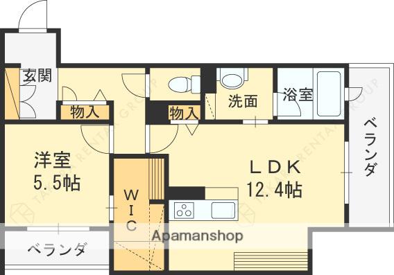 シャーメゾン リュエル八戸ノ里(1LDK/2階)の間取り写真