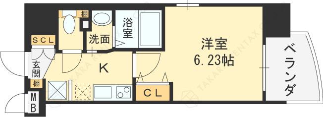 LUXE布施南Ⅱ(1K/4階)の間取り写真