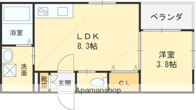 F ASECIA KOBE(1LDK/1階)の間取り写真