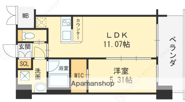 プレジオ八戸ノ里(1LDK/5階)の間取り写真