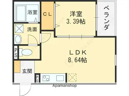 FSTYLE大蓮北2号館(1LDK/2階)の間取り写真