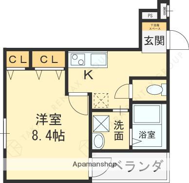 フジパレス弥刀Ⅱ番館(1K/1階)の間取り写真