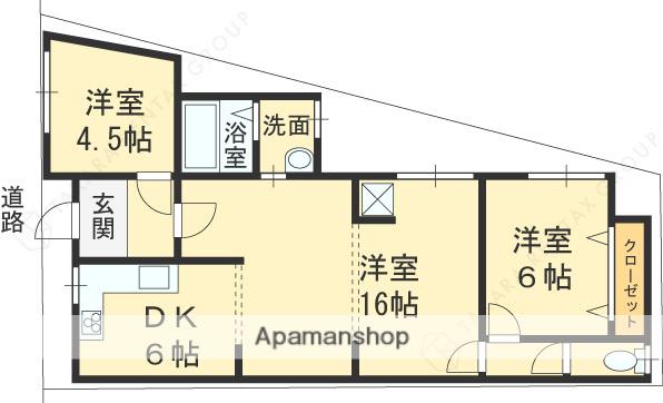 寺前町タウンハウス(3DK/1階)の間取り写真