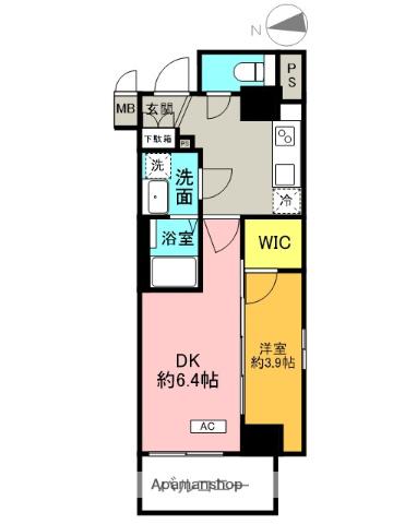 ソルテラス甲子園口クレアスト(1DK/5階)の間取り写真