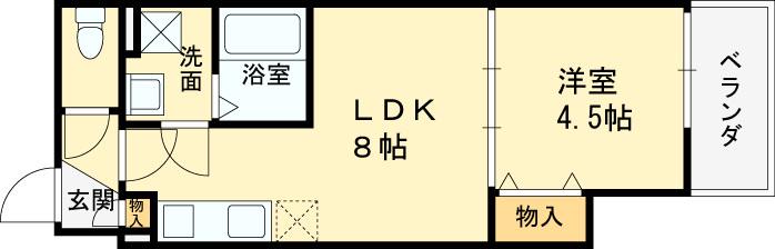 クレアール八戸ノ里(1LDK/1階)の間取り写真