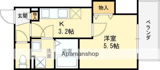 クレアール八戸ノ里(1K/2階)の間取り写真