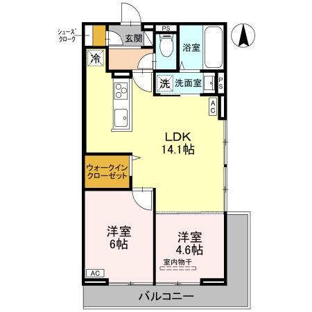 アイビー俊徳道(2LDK/3階)の間取り写真