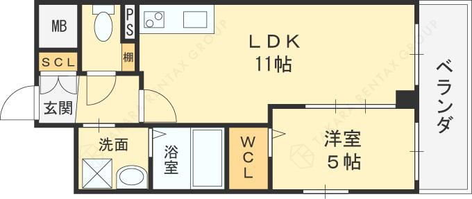 VITA荒本(1LDK/10階)の間取り写真