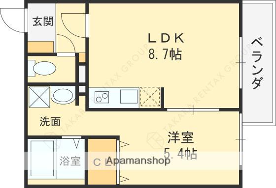 OGAR COURT FUSE(1LDK/1階)の間取り写真
