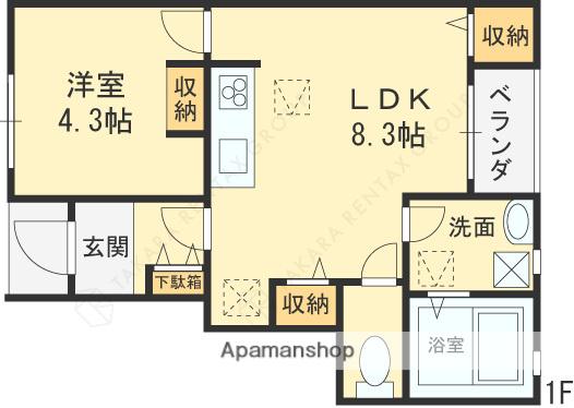 CALM石切(1LDK/1階)の間取り写真