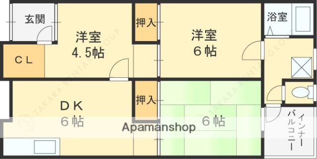 松竹貸家(3DK)の間取り写真