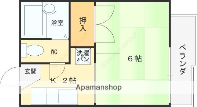 ハイツ舞Ⅱ(1K/2階)の間取り写真