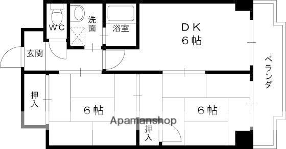 カーサ田中(2DK/5階)の間取り写真