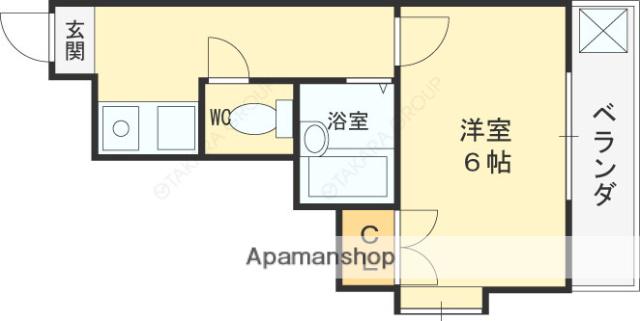 栄ハイツ八戸ノ里(1K/6階)の間取り写真