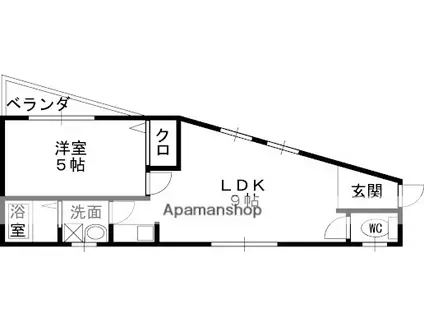 近鉄南大阪線 土師ノ里駅 徒歩2分 2階建 築16年(1LDK/2階)の間取り写真